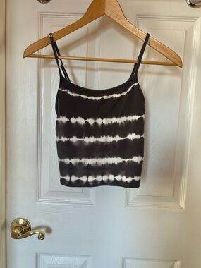 American Eagle Outfitters Grey & White Tie-Dye Crop Cami
